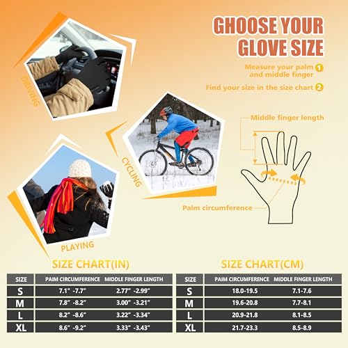 ihuan Winter Gloves for Men Women - Cold Weather Gloves for Running Cycling, Snow Warm Gloves Touchscreen Finger