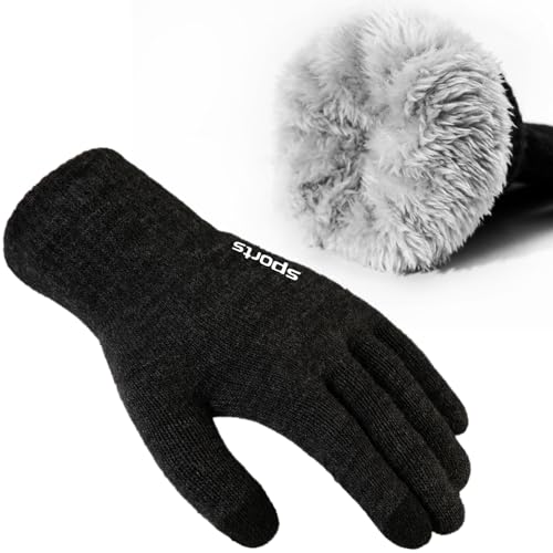 Trifabricy Winter Gloves for Men Women - Wool Fleece Liner Touchscreen Gloves, Thermal Warm Winter Gloves for Cold Weather