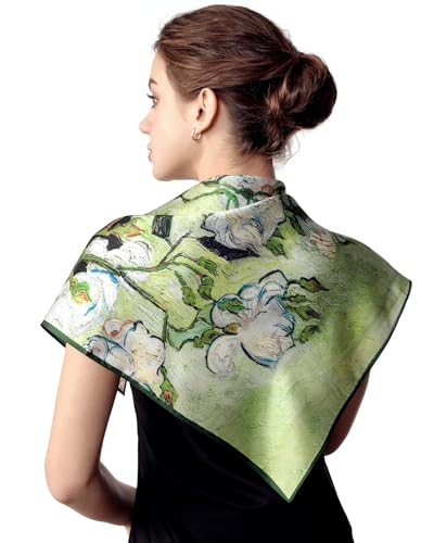 PoeticEHome 100% Pure Mulberry Silk Square Scarf 27"x27" Women Neckerchief Headscarf Gift Packed