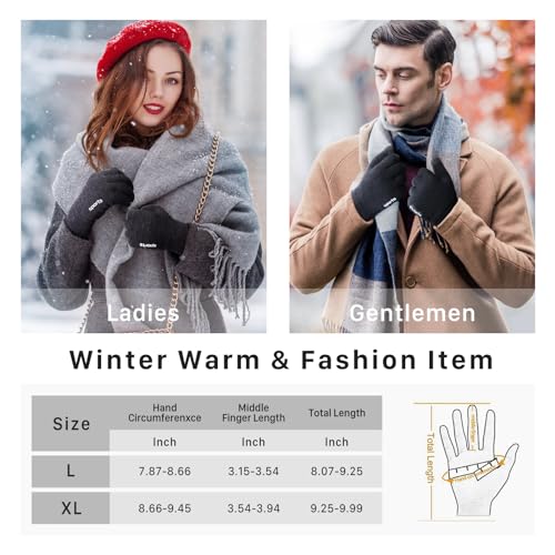 Trifabricy Winter Gloves for Men Women - Wool Fleece Liner Touchscreen Gloves, Thermal Warm Winter Gloves for Cold Weather
