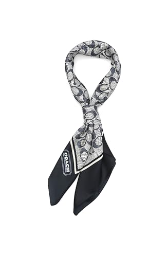 COACH Womens Vintage Signature Printed Silk Square Scarf, Blue