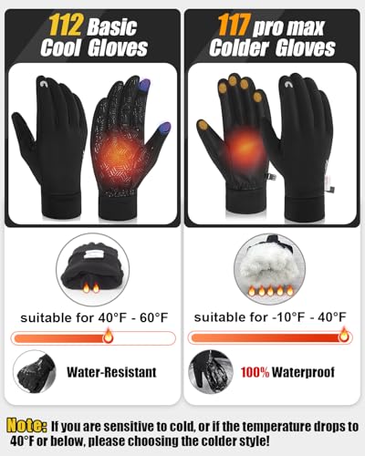 RIGWARL Upgraded Gloves for Cold Weather Waterproof, Winter Gloves for Men Women with Touch Screen, Early Spring and Late Fall Drving Gloves for Runing Walking Skiing Snow