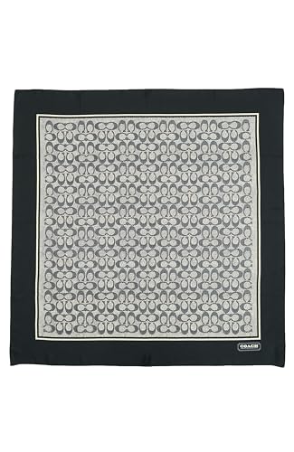 COACH Womens Vintage Signature Printed Silk Square Scarf, Blue