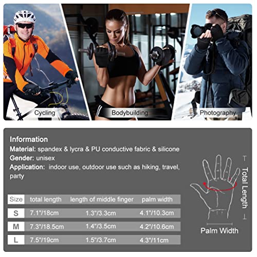 EEFOW Fingerless Mittens Waterproof Gloves for Women - Cold Weather Warm Driving Winter Touchscreen Work Insulated Mens Gloves for Cycling Gifts Motorcycle Sports Running Outdoor Black M