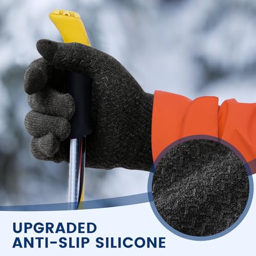 Trifabricy Winter Gloves for Men Women - Wool Fleece Liner Touchscreen Gloves, Thermal Warm Winter Gloves for Cold Weather