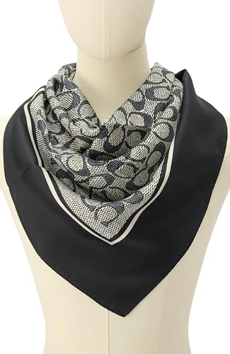 COACH Womens Vintage Signature Printed Silk Square Scarf, Blue