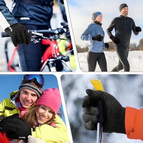 Trifabricy Winter Gloves for Men Women - Wool Fleece Liner Touchscreen Gloves, Thermal Warm Winter Gloves for Cold Weather