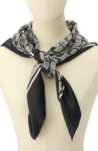 COACH Womens Vintage Signature Printed Silk Square Scarf, Blue