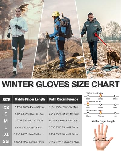 RIGWARL Upgraded Gloves for Cold Weather Waterproof, Winter Gloves for Men Women with Touch Screen, Early Spring and Late Fall Drving Gloves for Runing Walking Skiing Snow