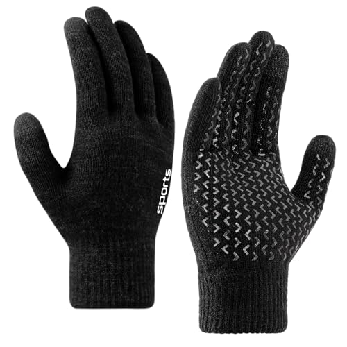 Trifabricy Winter Gloves for Men Women - Wool Fleece Liner Touchscreen Gloves, Thermal Warm Winter Gloves for Cold Weather