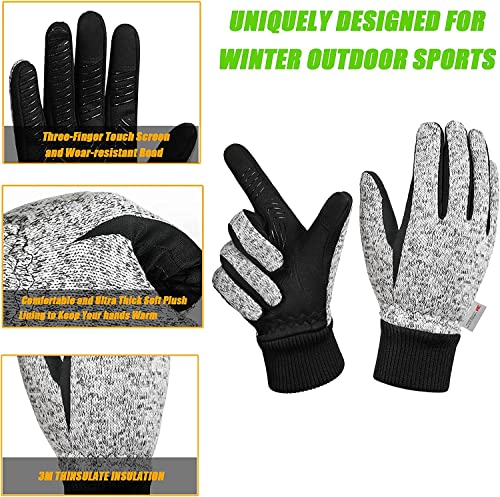 MOREOK Winter Gloves -10°F 3M Thinsulate Warm Gloves Bike Gloves Cycling Gloves for Driving/Cycling/Running/Hiking-GRAY-L