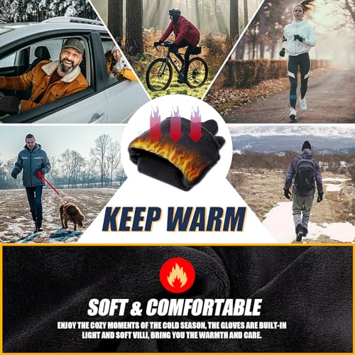 Pixel Panda Winter Gloves Men Women Thermal Warm Gloves Cold Weather Touch Screen Waterproof Windproof Glove for Running Driving Cycling Hiking Walking Gardening