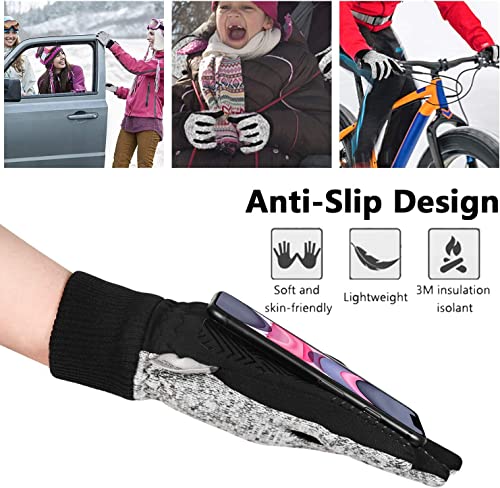 MOREOK Winter Gloves -10°F 3M Thinsulate Warm Gloves Bike Gloves Cycling Gloves for Driving/Cycling/Running/Hiking-GRAY-L