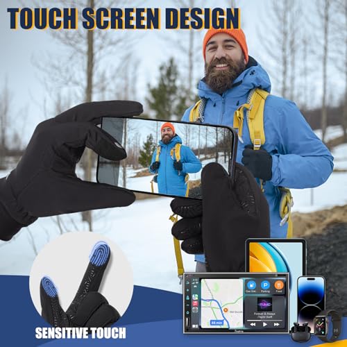Pixel Panda Winter Gloves Men Women Thermal Warm Gloves Cold Weather Touch Screen Waterproof Windproof Glove for Running Driving Cycling Hiking Walking Gardening