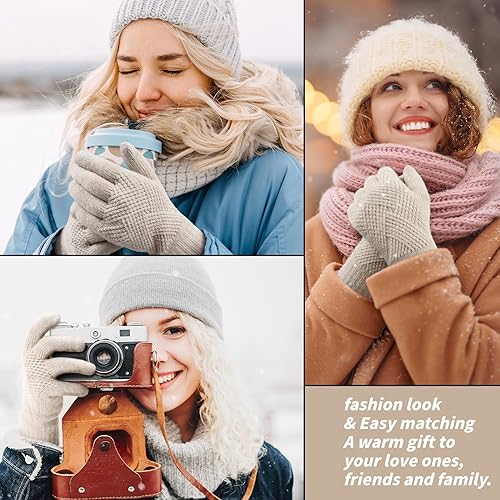 TOBEHIGHER Winter Gloves - Gloves for Women Cold Weather, Touch Screen Winter Gloves Women Warm Alpaca Fleece Knit Gloves