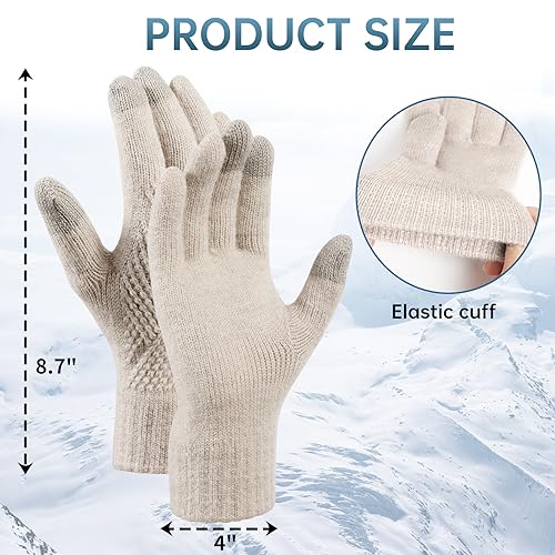 TOBEHIGHER Winter Gloves - Gloves for Women Cold Weather, Touch Screen Winter Gloves Women Warm Alpaca Fleece Knit Gloves