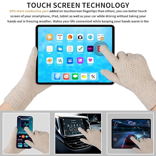 TOBEHIGHER Winter Gloves - Gloves for Women Cold Weather, Touch Screen Winter Gloves Women Warm Alpaca Fleece Knit Gloves