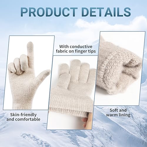 TOBEHIGHER Winter Gloves - Gloves for Women Cold Weather, Touch Screen Winter Gloves Women Warm Alpaca Fleece Knit Gloves