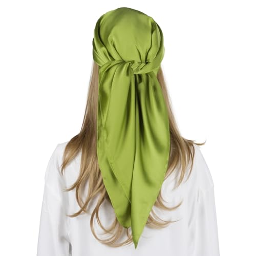 RIIQIICHY 35 Inch Green Head Scarf for Women Hair Scarf Like Silk Scarf Square Scarf Bandanas for Women