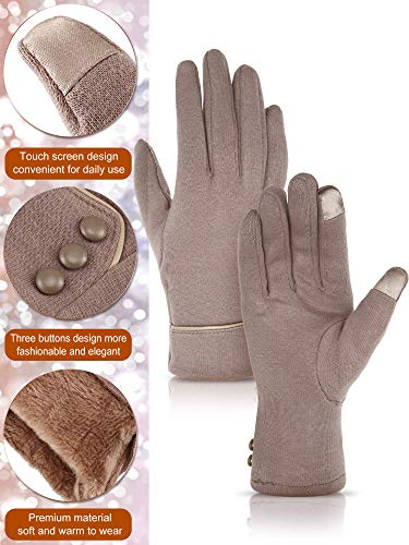 Patelai 3 Pairs Womens Gloves Winter Touchscreen Texting Phone Windproof Gloves Fleece Lined Cold Weather Warm Gloves (Black, Gray, Khaki)