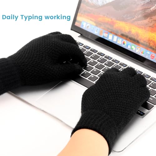 TOBEHIGHER Winter Touchscreen Gloves for Men - Thermal Soft Knit Gloves for Running, Driving and Hiking