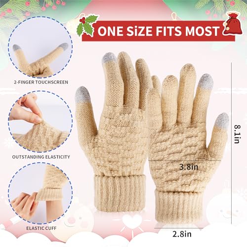 4 Pairs Women's Touchscreen Winter Gloves - Fashion Knit Mittens with Thick Cuffs for Cold Weather