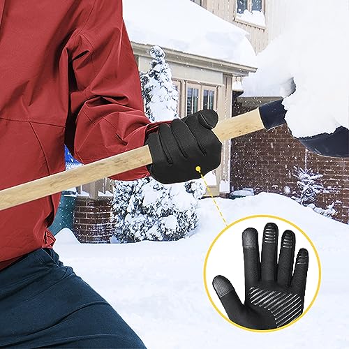 FEWTUR Winter Water Proof Gloves for Men Women Cold Weather Running - Waterproof Touchscreen Running Gloves for Hiking Bike, Thin Black Snow Warm Gloves Touch Screen for Biking Driving Soccer
