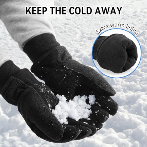 OZERO Winter Gloves for Men Women, Cold Proof Deerskin Suede Leather Warm Thermal Gloves for Driving, Working, Hiking, Skiing - Water Resistant Windproof, Denim-Black Large