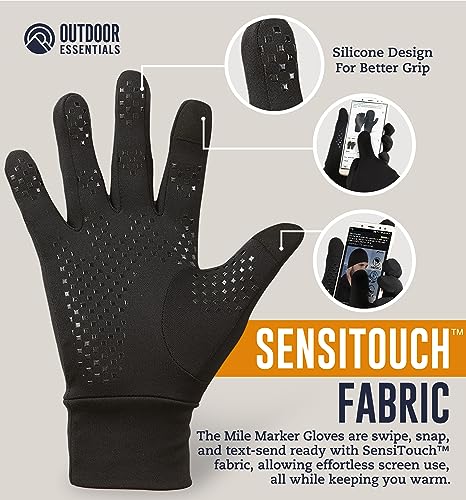OutdoorEssentials Touch Screen Running Gloves - Cold Weather Black Gloves - Mens Winter Gloves, Gloves for Women Cold Weather