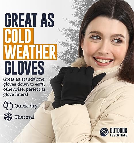 OutdoorEssentials Touch Screen Running Gloves - Cold Weather Black Gloves - Mens Winter Gloves, Gloves for Women Cold Weather