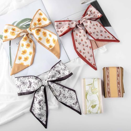 Lysbonnis Purse Scarf for Handbags 6-Pack, 35''×2.4'' Hair Scarf Headband, Neck Scarves for Bags