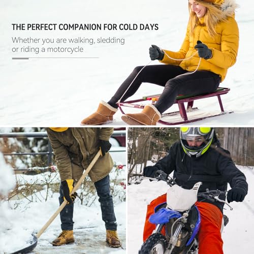 OZERO Winter Gloves for Men Women, Cold Proof Deerskin Suede Leather Warm Thermal Gloves for Driving, Working, Hiking, Skiing - Water Resistant Windproof, Denim-Black Large