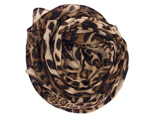 Vikodah Womens Silky Neck Scarf Leopard Chiffon Scarves Soft Smooth Satin Bandana Head Wraps Extra Large Size