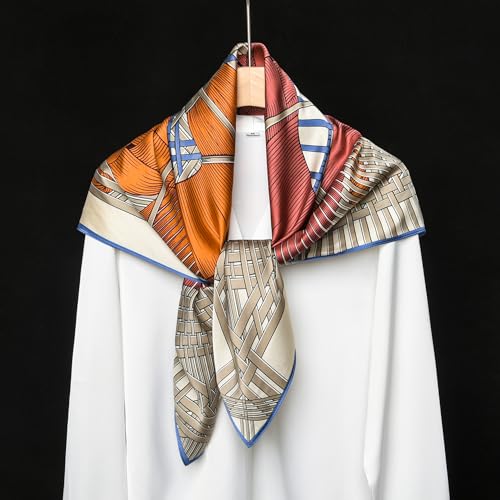 SHIROUYU 100% Mulberry Silk Scarf 35" Large Square Lightweight Scarf - Women's Silk Shawl -Silk Headband - Gift Packed