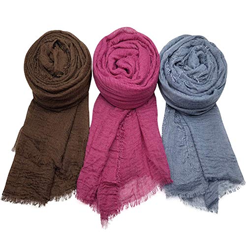 MANSHU 6PCS Women Soft Cotton Scarf Shawl Long Scarf, Scarf and Wrap, Big Head Scarf.
