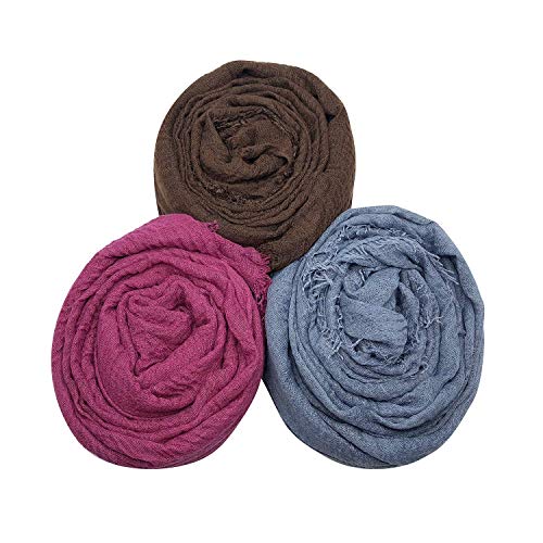 MANSHU 6PCS Women Soft Cotton Scarf Shawl Long Scarf, Scarf and Wrap, Big Head Scarf.