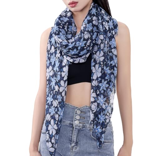 MELIFLUOS DESIGNED IN SPAIN Scarf for Women Lightweight Floral Flower Scarves for Spring Fall Winter Shawl Wrap (NF187-2)
