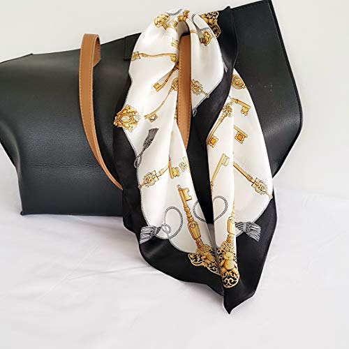 FONYVE 100% Mulberry Silk Scarfs for Women - Lightweight Square Satin Head Scarf - Small Silk Hair Scarf for Sleeping 21" x 21"