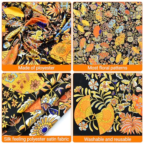 53” Large Head Scarf for Women - Silk Satin Scarf for Hair Wrapping at Night Bandana Square Scarf for Sleeping (Black)