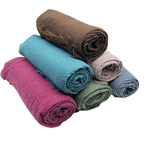 MANSHU 6PCS Women Soft Cotton Scarf Shawl Long Scarf, Scarf and Wrap, Big Head Scarf.