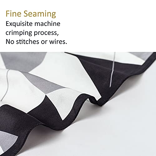 INAINI Black White Scarf Women Men Silk Neck Scarf - Silk Bandanas Mens Fashion Scarves - Square Small 55cm x21inch