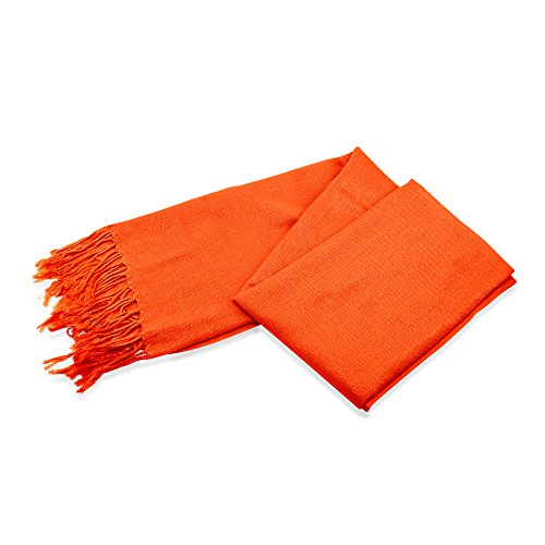 GEARONIC Soft Pashmina Scarf for Women Shawl Wrap Scarves Lady Women's Scarfs in Solid Colors - Orange