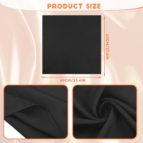 simarro 23.5" Women Silk Feeling Scarf Satin Head Scarves, Fashion Square Neck Satin Scarfs Neck Scarf Breathable Lightweight Clothing Handbag Accessories(Black)
