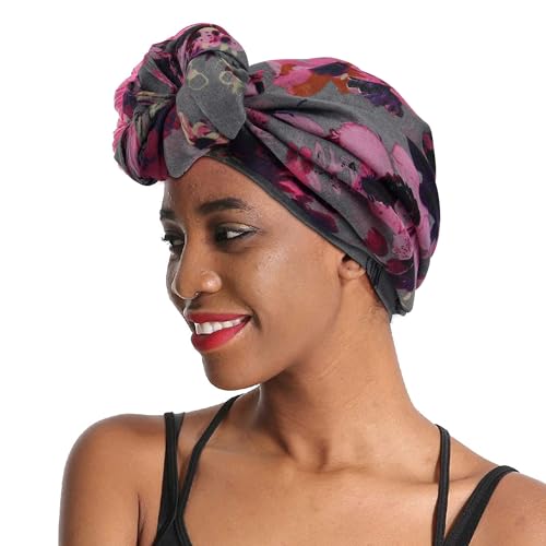 GERINLY Lightweight Scarves Fashion Flowers Print Shawl Wrap for Women Summer Floral Accessory Outfit (Purple Gray)