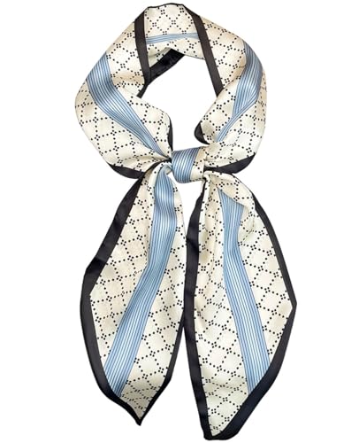 Clysoru Silk Neck Scarf Printed Scarves Head Women'S Fashion Oblique Angle Satin Scarfs For Bag Hair 59” X 5.9”