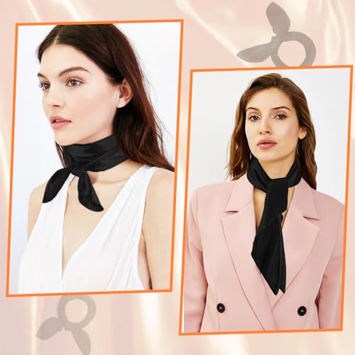 simarro 23.5" Women Silk Feeling Scarf Satin Head Scarves, Fashion Square Neck Satin Scarfs Neck Scarf Breathable Lightweight Clothing Handbag Accessories(Black)