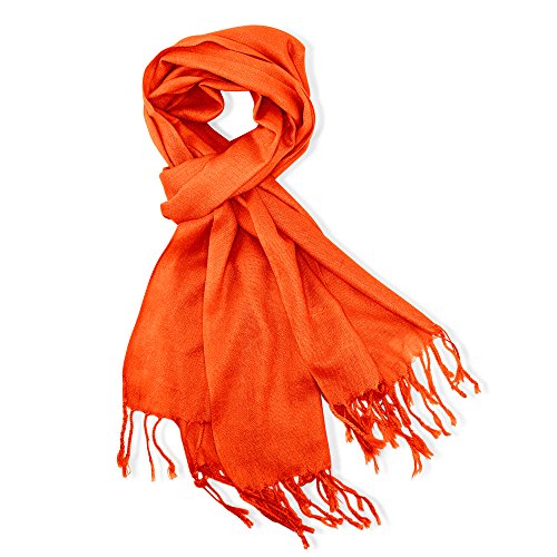 GEARONIC Soft Pashmina Scarf for Women Shawl Wrap Scarves Lady Women's Scarfs in Solid Colors - Orange