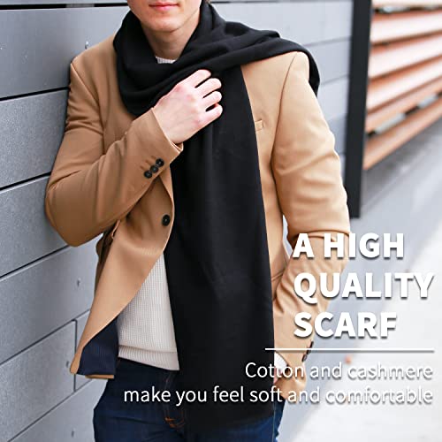 FULLRON Men Winter Scarf Long Warm Black Cashmere Feel Scarves
