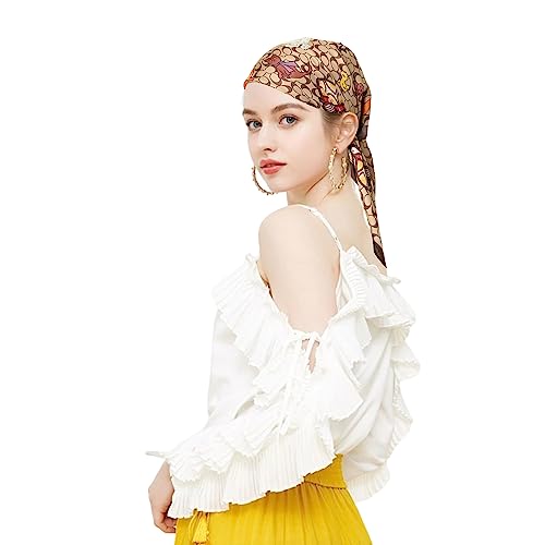 EXTREE Fashion Silky Satin Headscarf for Women Girls: Exquisite Pattern Lightweight Silk Graceful Scarfs 27.5 x 27.5 inches