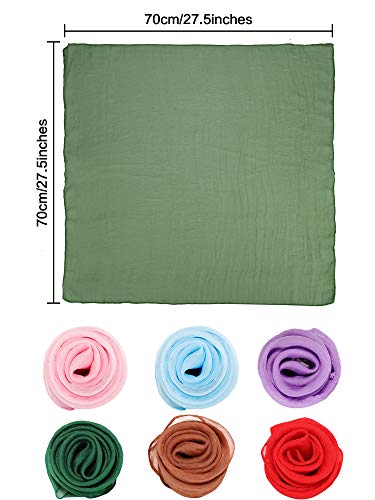 Boao 6 Pieces Chiffon Scarf 1950s Square Scarf Neck Head Scarfs Vintage Soft Scarf Polyester Scarves for Women Girl Lady (Red, Pink, Coffee, Atrovirens, Light Blue, Light Purple,)